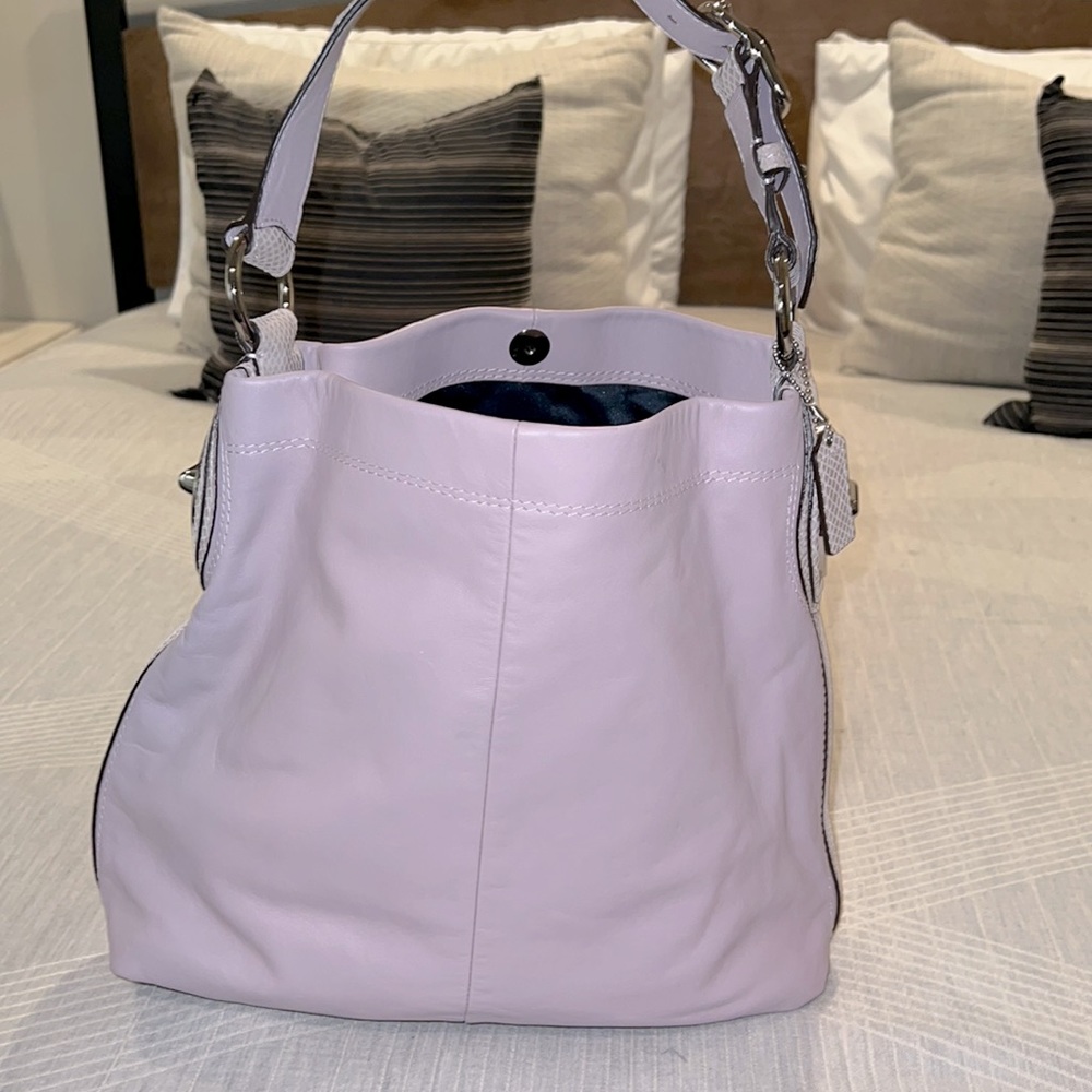 Authentic leather Coach bag with silver accents